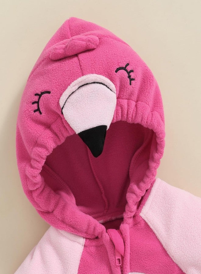 Bonangber Newborn Halloween Costumes Toddler Flamingo Costume Wing Sides Hooded Romper Stockings Cute Cosplay Costume(A-Pink,12-18 Months) - Image 3